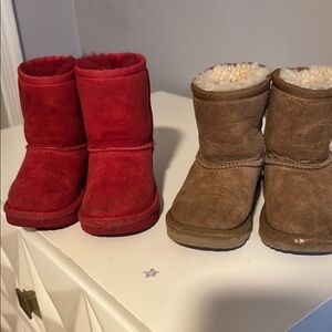 UGG Red and Tan Shearling Boots